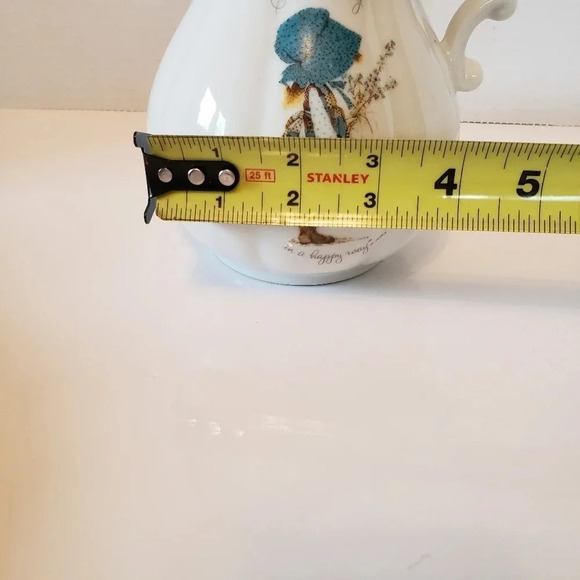 Vintage Holly Hobbie Silver Trimmed Porcelain Pitcher/Bowl/Bud Vase Set . - Picture 15 of 16